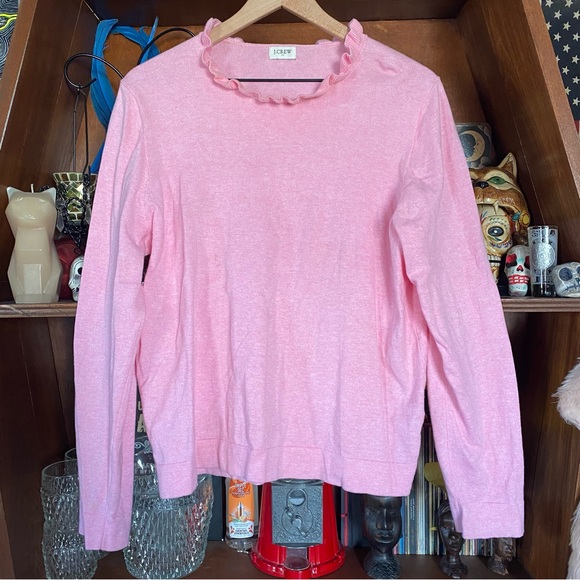 J. Crew Pink Ruffle Sweater - Picture 2 of 4